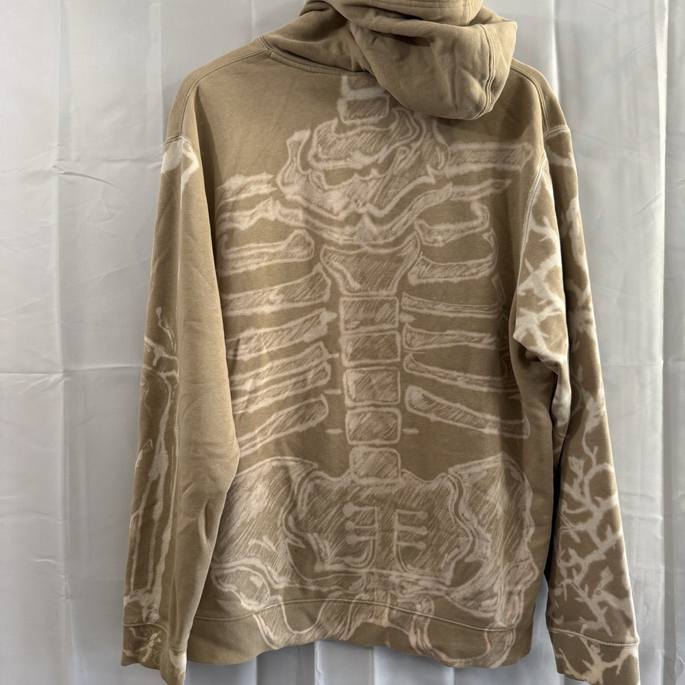Nike SB Skeleton Hoodie Khaki Rib Cage Skate Pullover Trashed Grunge Mens Large